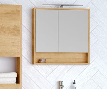 DŘEVOJAS ASTON GAOE 60 zrkadlová skrinka 60x15x70 cm, osvetlenie, s vypínačom a el. zásuvkou, pánty vľavo, MDF, arlington 283223 Obrázek - fotka