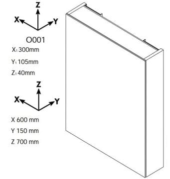 DŘEVOJAS ASTON GAOE 60 zrkadlová skrinka 60x15x70 cm, osvetlenie, s vypínačom a el. zásuvkou, pánty vľavo, MDF, arlington 283223 Technický nákres