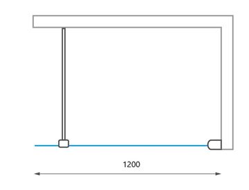ROTH PHILLY LOFT HORIZON stena walk-in 120x200,3 cm, čierny elox/číre sklo PLH 12020 NPE Technický nákres