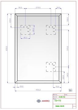 AMIRRO OBSIDIAN zrkadlo 45x65 cm, reverzibilné 712-772 Technický nákres