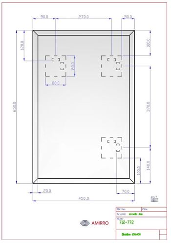 AMIRRO OBSIDIAN zrkadlo 45x65 cm, reverzibilné 712-772 Technický nákres