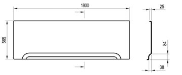 RAVAK A 180 čelný panel k vani 180x56,5 cm CZ001Y0A00 Technický nákres
