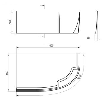 RAVAK ROSA 95 L čelný panel k vani 160x56 cm, ľavý CZ57100A00 Technický nákres
