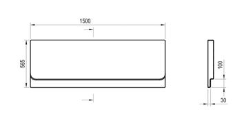 RAVAK CHROME 150 čelný panel k vani 150x56,5 cm CZ72100A00 Technický nákres