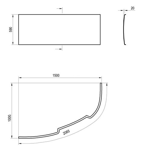 RAVAK ASYMMETRIC 150 L čelný panel k vani 150x59 cm, ľavý CZ44100000 Technický nákres