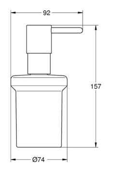 GROHE ESSENTIALS dávkovač tekutého mydla 160 ml, bez držiaka, sklo, kartáčovaný warm sunset 40394DL1 Technický nákres
