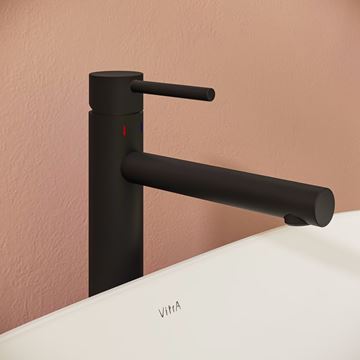 VITRA ORIGIN umývadlová stojanková batéria, s odtokovou súpravou, matná čierna A4256936WTC Obrázek - fotka