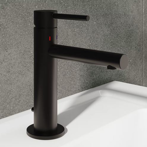 VITRA ORIGIN umývadlová stojanková batéria, s odtokovou súpravou, matná čierna A4256836WTC Obrázek - fotka