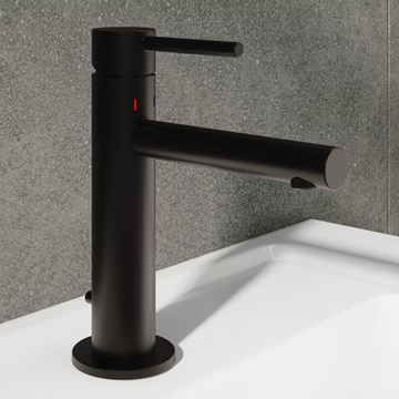 VITRA ORIGIN umývadlová stojanková batéria, s odtokovou súpravou, matná čierna A4256836WTC Obrázek - fotka