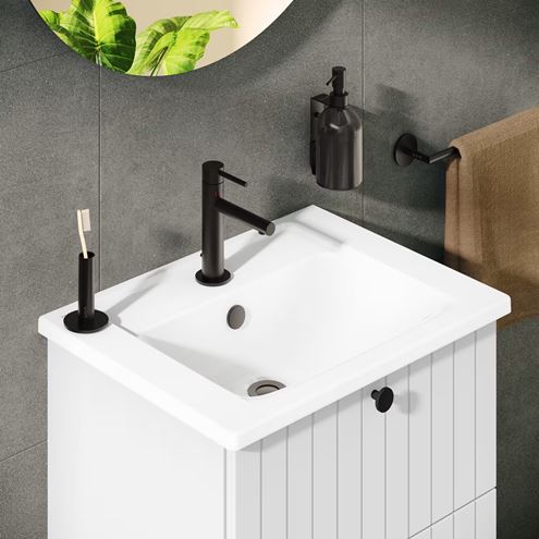 VITRA ORIGIN umývadlová stojanková batéria, s odtokovou súpravou, matná čierna A4256836WTC Obrázek - fotka