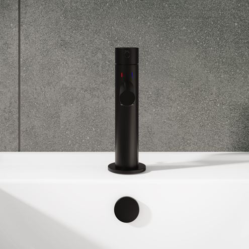 VITRA ORIGIN umývadlová stojanková batéria, s odtokovou súpravou, matná čierna A4256836WTC Obrázek - fotka