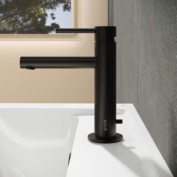 VITRA ORIGIN umývadlová stojanková batéria, s odtokovou súpravou, matná čierna A4256836WTC Obrázek - fotka