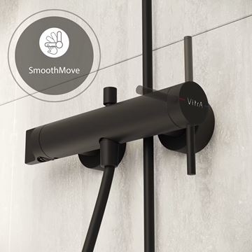 VITRA ORIGIN vaňová nástenná batéria, s prepínačom, matná čierna A4261936WTC Obrázek - fotka