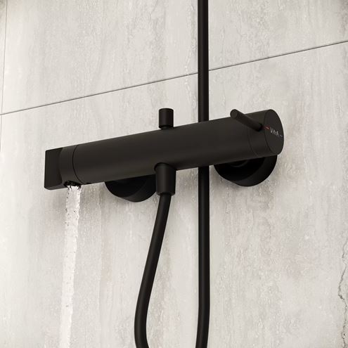 VITRA ORIGIN vaňová nástenná batéria, s prepínačom, matná čierna A4261936WTC Obrázek - fotka