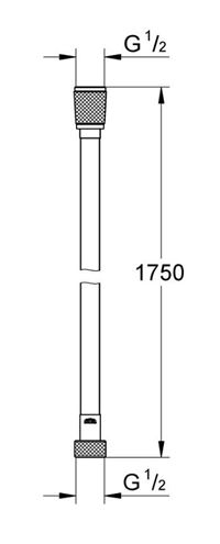 GROHE SILVERFLEX sprchová hadica 1750 mm, hladká, TwistFree, AntiFold, plast, supersteel 28388DC1 Technický nákres
