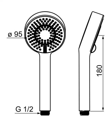 HANSA BASICJET ručná sprcha pr. 95 mm, 3 prúdy, chróm 44630300 Technický nákres