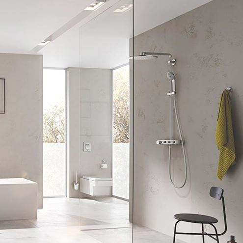 GROHE EUPHORIA SMARTCONTROL SYSTEM 310 DUO sprchový set s termostatickou batériou, horná sprcha, ručná sprcha s 3 prúdmi, tyč, hadica, supersteel 26507DC0 Obrázek - fotka