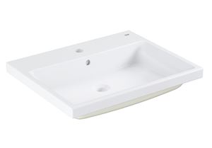 GROHE CUBE CERAMIC umývadlo 60 cm, s otvorom pre batériu a prepadom, brúsené, PureGuard, alpská biela
