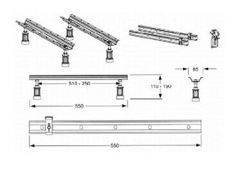 IDEAL STANDARD nožičky k vani K727467 Technický nákres
