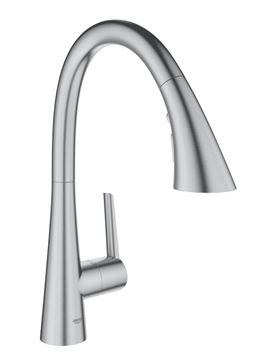 GROHE ZEDRA drezová batéria, s vyťahovacou sprškou, supersteel