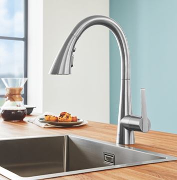 GROHE ZEDRA drezová batéria, s vyťahovacou sprškou, supersteel 32294DC2 Obrázek - fotka