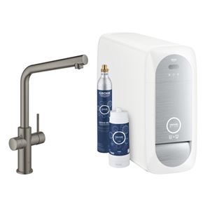GROHE BLUE HOME drezová elektronická batéria, s filtračným a chladiacim zariadením, Bluetooth, napájanie zo siete, brúsený hard graphite