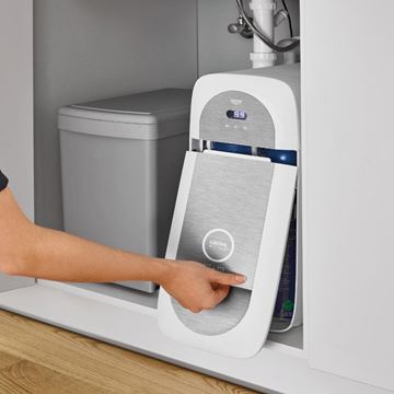 GROHE BLUE HOME drezová elektronická batéria, s filtračným a chladiacim zariadením, Bluetooth, napájanie zo siete, brúsený hard graphite 31454AL1 Obrázek - fotka