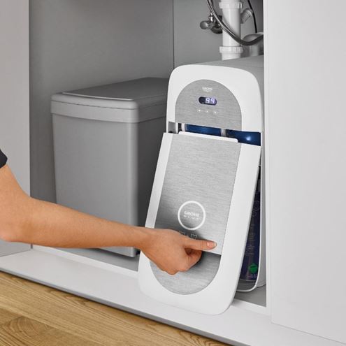 GROHE BLUE HOME drezová elektronická batéria, s filtračným a chladiacim zariadením, Bluetooth, napájanie zo siete, brúsený hard graphite 31454AL1 Obrázek - fotka