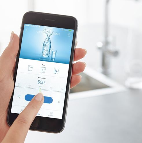GROHE BLUE HOME drezová elektronická batéria, s filtračným a chladiacim zariadením, Bluetooth, napájanie zo siete, brúsený hard graphite 31454AL1 Obrázek - fotka