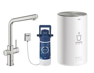 GROHE RED DUO drezová elektronická batéria, s ohrevom, veľkosť M, GROHE ChildLock, napájanie zo siete, supersteel
