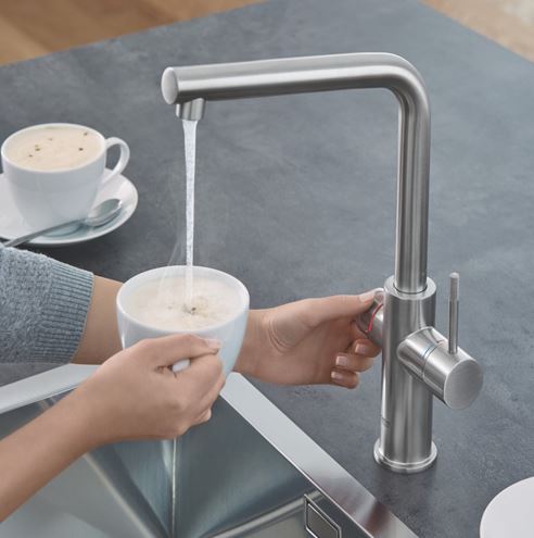 GROHE RED DUO drezová elektronická batéria, s ohrevom, veľkosť M, GROHE ChildLock, napájanie zo siete, supersteel 30327DC1 Obrázek - fotka
