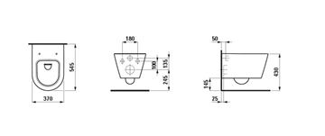 LAUFEN KARTELL závesné WC, LCC H8203374000001 Technický nákres