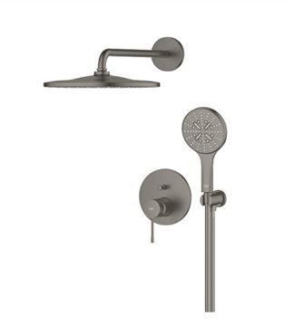 GROHE ESSENCE NEW sprchový set s podomietkovou batériou, horná sprcha, ručná sprcha s 3 prúdmi, hadica, držiak, brúsený hard graphite 25287AL0 Obrázek - fotka