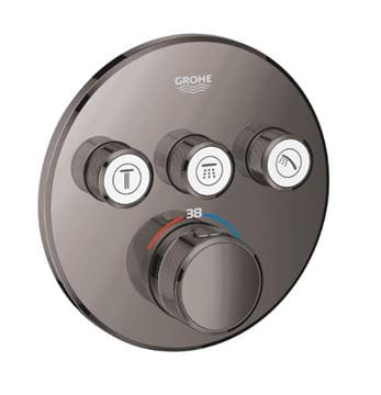 GROHE GROHTHERM SMARTCONTROL podomietková termostatická batéria, pre 3 spotrebiče, Water Saving, hard graphite