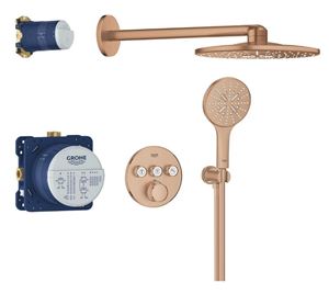 GROHE GROHTHERM SMARTCONTROL sprchový set s podomietkovou termostatickou batériou, horná sprcha, ručná sprcha s 3 prúdmi, hadica, držiak, Water Saving, kartáčovaný warm sunset