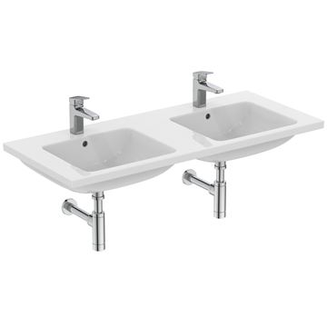 IDEAL STANDARD I.LIFE B dvojumývadlo 121 cm, s 2 otvormi pre batérie a prepadom T460201 Obrázek - fotka