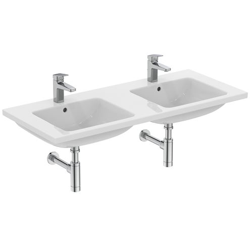 IDEAL STANDARD I.LIFE B dvojumývadlo 121 cm, s 2 otvormi pre batérie a prepadom T460201 Obrázek - fotka
