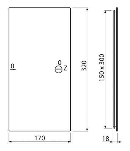 ALCA AVD002 vaňové dvierka 150x300 mm, biela AVD002 Technický nákres
