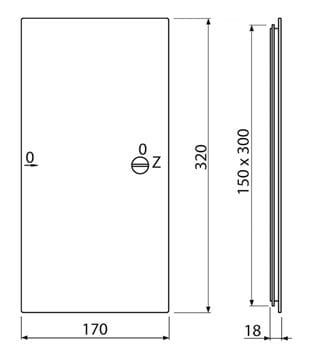 ALCA AVD002 vaňové dvierka 150x300 mm, biela AVD002 Technický nákres