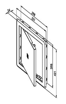 HACO vaňové dvierka 300x400 mm, biela 0109 Technický nákres