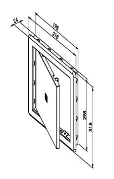 HACO vaňové dvierka 198x298 mm, biela 0102 Technický nákres