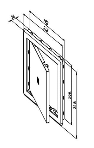 HACO vaňové dvierka 198x298 mm, biela 0102 Technický nákres