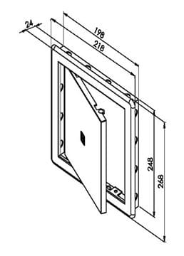 HACO vaňové dvierka 198x248 mm, biela 0108 Technický nákres