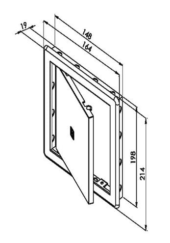 HACO vaňové dvierka 148x198 mm, biela 0110 Technický nákres