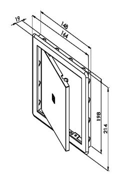 HACO vaňové dvierka 148x198 mm, biela 0110 Technický nákres