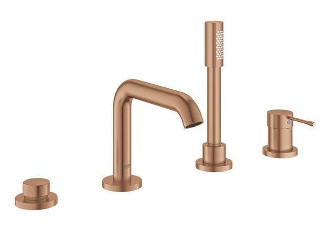 GROHE ESSENCE NEW batéria na okraj vane, 4-otvorová, s prepínačom, so sprchovou súpravou, brúsený warm sunset 19578DL1 Obrázek - Hlavní obrázek