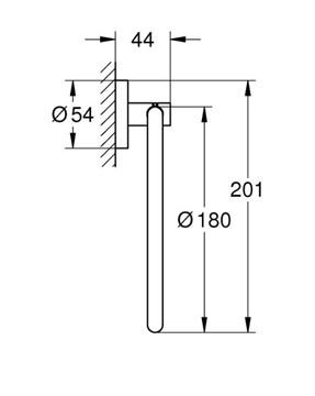 GROHE ESSENTIALS držiak uteráka 180 mm, brúsený hard graphite 40365AL1 Technický nákres