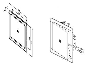 HACO vaňové dvierka 200x300 mm, brúsená nerez oceľ 0124 Technický nákres