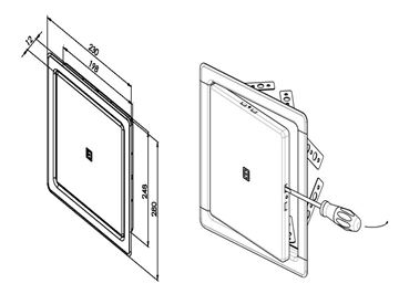 HACO vaňové dvierka 200x250 mm, brúsená nerez oceľ 0125 Technický nákres