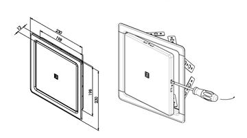 HACO vaňové dvierka 200x200 mm, brúsená nerez oceľ 0126 Technický nákres